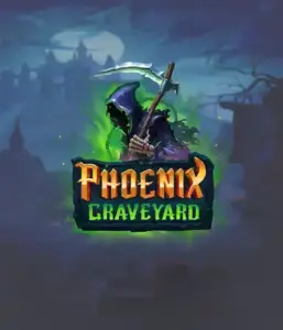 ELK Studios' Phoenix Graveyard game screen, showcasing the mystical graveyard and the legendary phoenix rising from the ashes. Displayed in this image is the slot's unique expanding reel feature, enhanced by its gorgeous symbols and supernatural theme. The design reflects the game's theme of rebirth and immortality, appealing for those interested in legends.