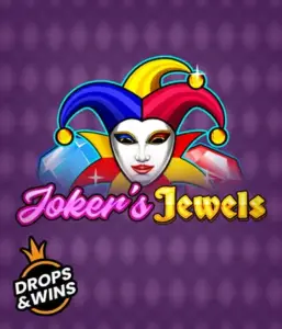 Discover the colorful charm of the Joker's Jewels game by Pragmatic Play, showcasing a captivating joker's mask embellished with a brightly colored jester hat. This graphic evokes the joyful spirit of casino gaming, set against a purple background. Great for those who love classic slot games, delivering a entertaining gaming experience. 